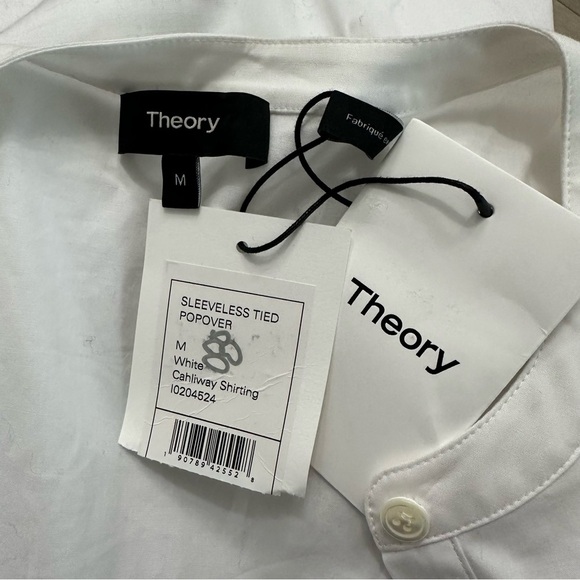 THEORY Sleeveless Tied Popover Top White SZ Medium Wardrobe Staple Luxury NWT - Picture 2 of 8